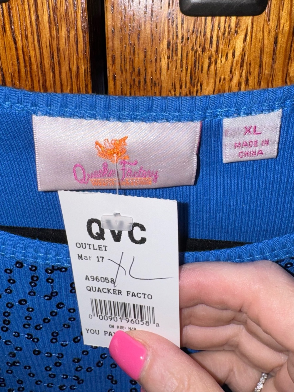 QVC Royal Blue Sequin Embellished Top - Picture 7 of 7